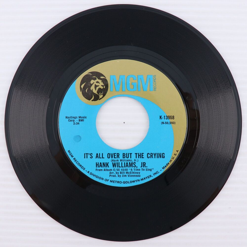 Hank Williams Jr. – It's All Over But The Crying / Rock In My Shoe 45 rpm Record - Picture 2 of 16